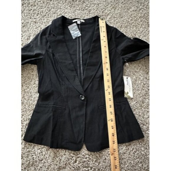 Papaya Basic Solid Black Long Sleeve Single Button Blazer Jacket Size Small New - Picture 10 of 12